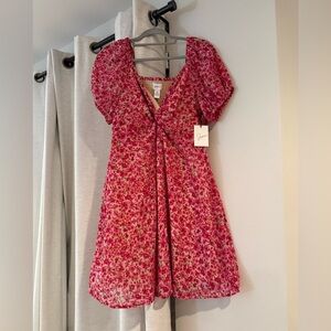 Red Floral Casual Dress